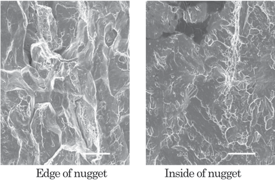 Figure 7: SEM images of fracture surface of miniature CT specimens after testing (0.30 mass % C).N-5