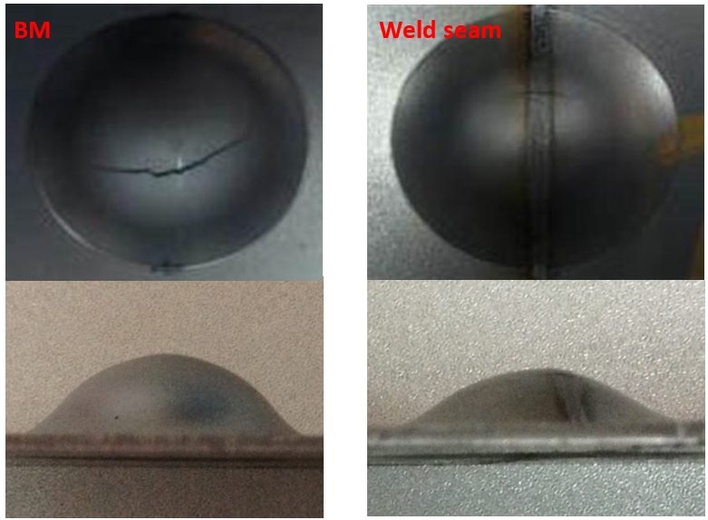 Figure 12: Erichsen test result of 1.6-mm Q&P 980, laser welded.B-4