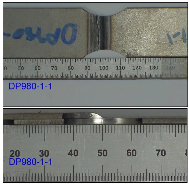 Figure 6: Example for a Root Crack Breaking Through the Weld Metal on DP 980.