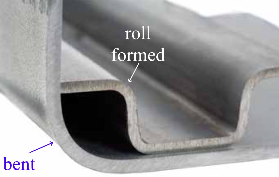 Figure 3: CR1150/1400-MS (2 mm thick) has a minimum bend radius of 3T, but can be roll formed to a 1T radius.S-30