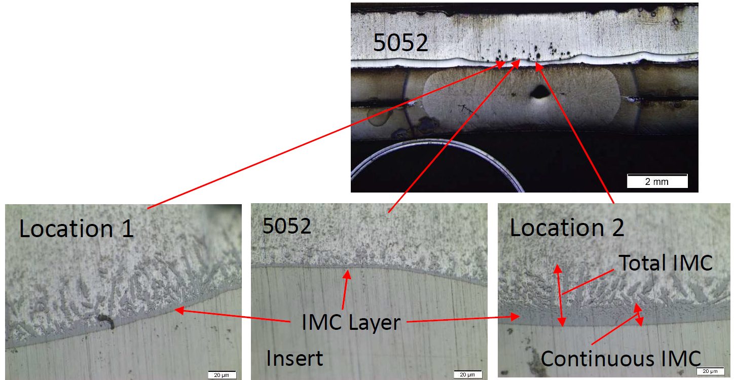 Figure 10: IMC in the Al Alloy 5052 to Stainless-Steel Weld.W-9