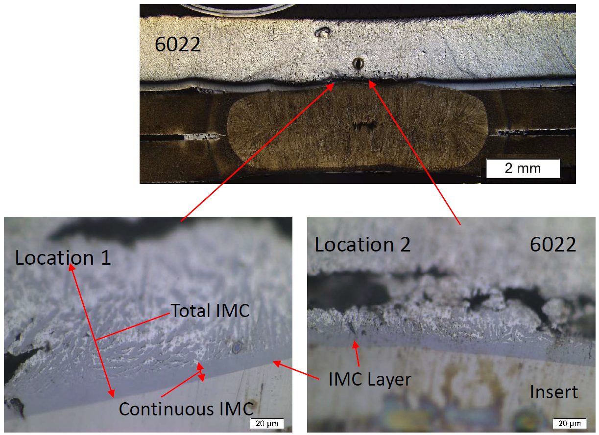 Figure 2: IMC in the Al Alloy 6022 to Stainless-Steel Weld.W-9